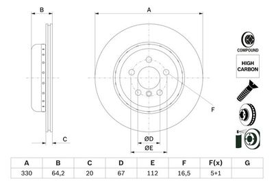 Brake Disc BOSCH 0 986 479 G15