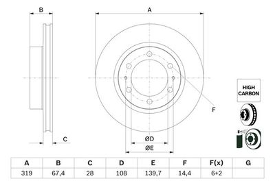 Brake Disc BOSCH 0 986 479 G19