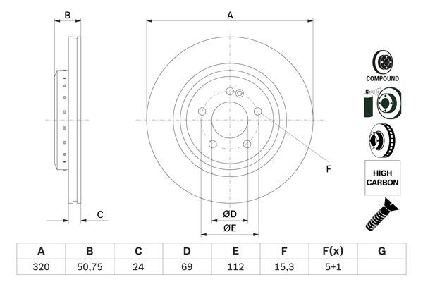 BOSCH 0 986 479 G36 Brake Disc