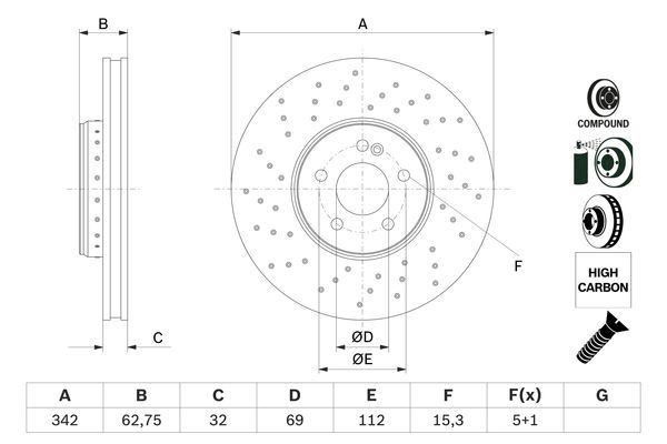 BOSCH 0 986 479 G40 Brake Disc