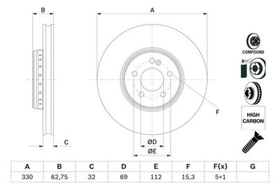Brake Disc BOSCH 0 986 479 G43