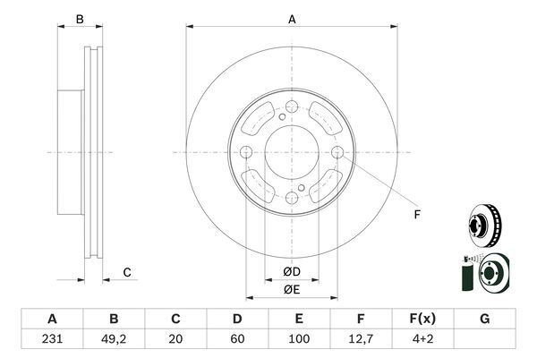 BOSCH 0 986 479 G91 Brake Disc