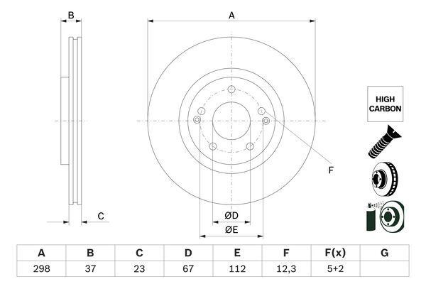 BOSCH 0 986 479 H05 Brake Disc