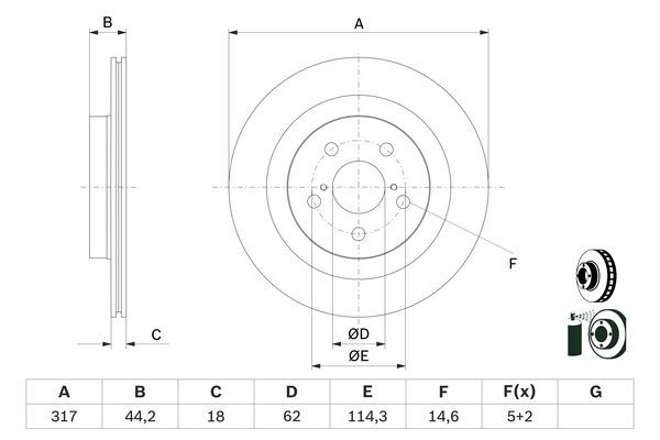 BOSCH 0 986 479 H19 Brake Disc