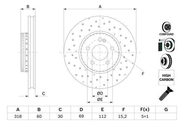 BOSCH 0 986 479 H37 Brake Disc