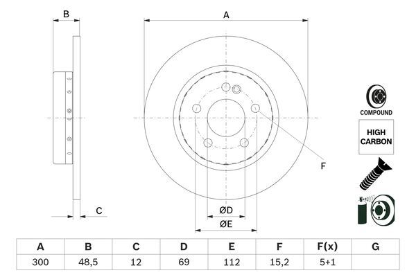BOSCH 0 986 479 H49 Brake Disc