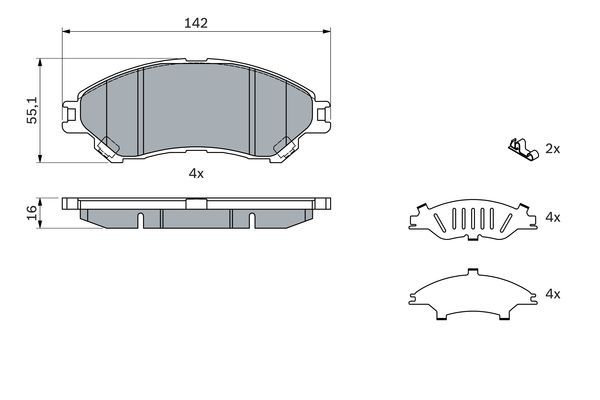 BOSCH 0 986 494 742 Brake Pad Set, disc brake