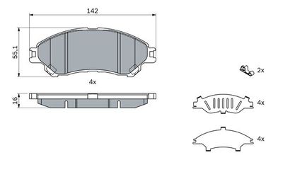 Brake Pad Set, disc brake BOSCH 0 986 494 742