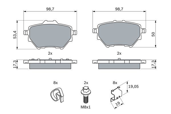 BOSCH 0 986 494 998 Brake Pad Set, disc brake