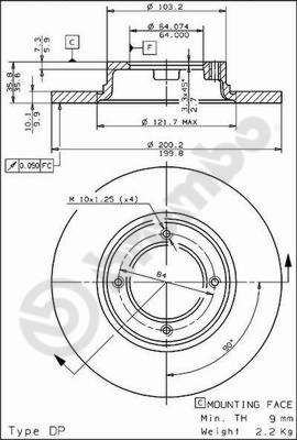 BREMBO 08.1661.10 Brake Disc