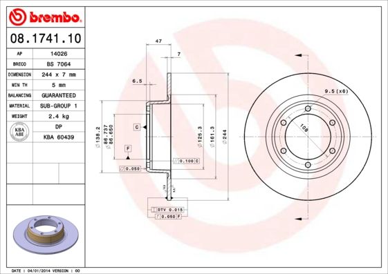 BREMBO 08.1741.10 Brake Disc