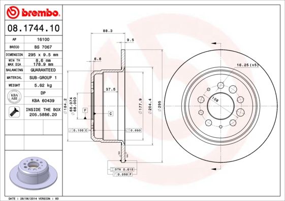 BREMBO 08.1744.10 Brake Disc
