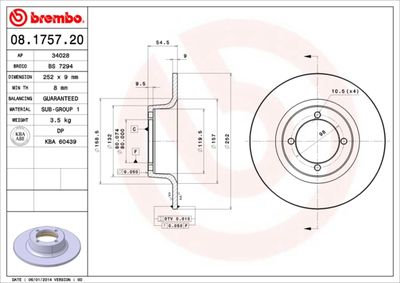 Brake Disc BREMBO 08.1757.20