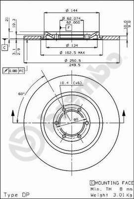 BREMBO 08.1987.10 Brake Disc