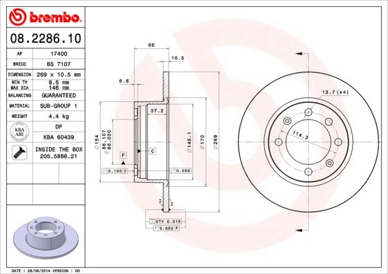 BREMBO 08.2286.10 Brake Disc