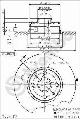 BREMBO 08.2597.10 Brake Disc