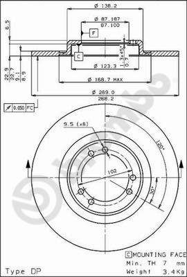 BREMBO 08.2613.10 Brake Disc