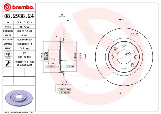 BREMBO 08.2938.24 Brake Disc
