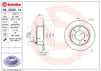 Brake Disc BREMBO 08.2939.14