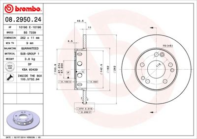 Brake Disc BREMBO 08.2950.24