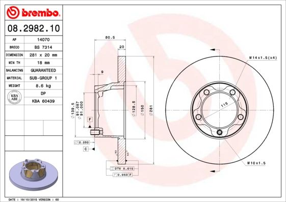 BREMBO 08.2982.10 Brake Disc
