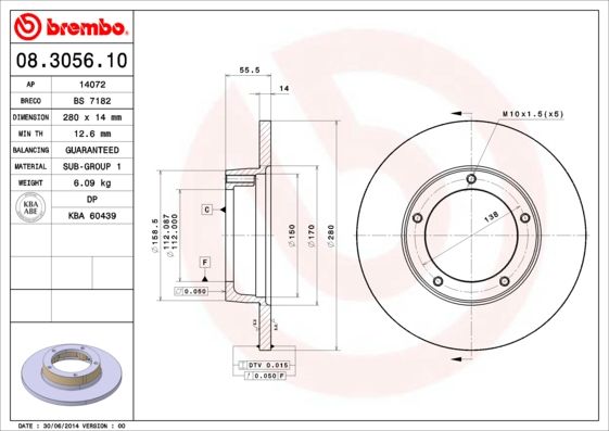 BREMBO 08.3056.10 Brake Disc