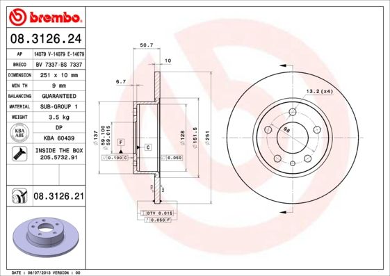 BREMBO 08.3126.24 Brake Disc