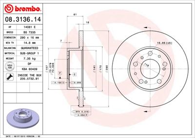 Brake Disc BREMBO 08.3136.14