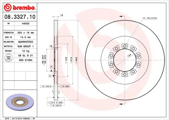 BREMBO 08.3327.10 Brake Disc