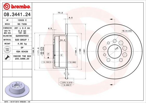 BREMBO 08.3441.24 Brake Disc
