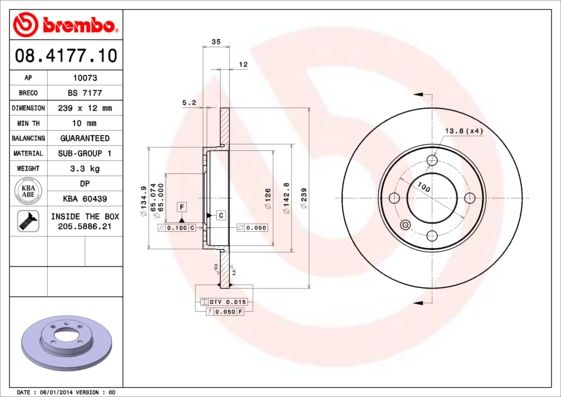 BREMBO 08.4177.10 Brake Disc