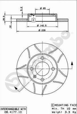 BREMBO 08.4177.75 Brake Disc