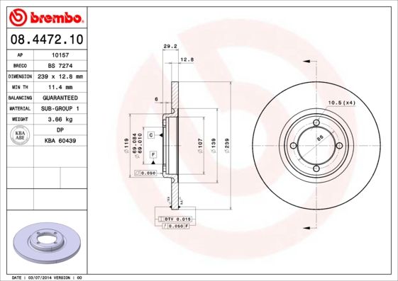 BREMBO 08.4472.10 Brake Disc