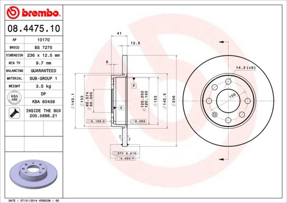 BREMBO 08.4475.10 Brake Disc