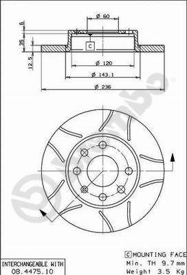 BREMBO 08.4475.75 Brake Disc