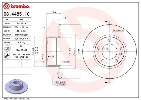 BREMBO 08.4485.10 Brake Disc