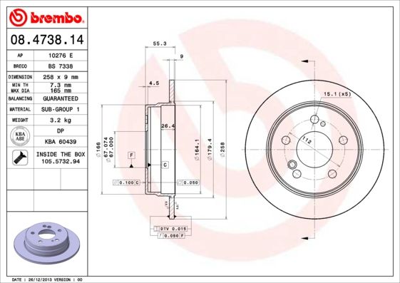 BREMBO 08.4738.14 Brake Disc