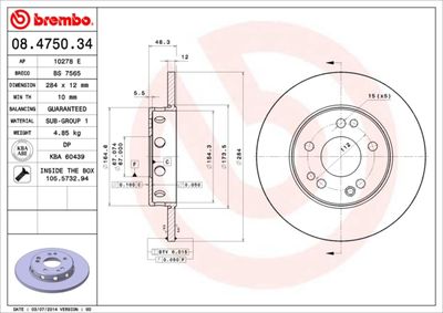Brake Disc BREMBO 08.4750.34