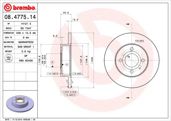 BREMBO 08.4775.14 Brake Disc
