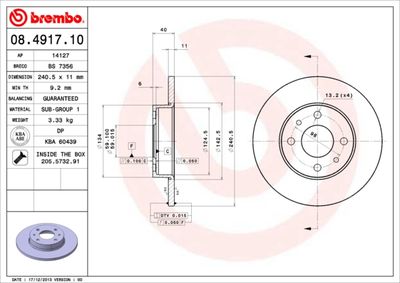 Brake Disc BREMBO 08.4917.10