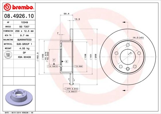 BREMBO 08.4926.10 Brake Disc