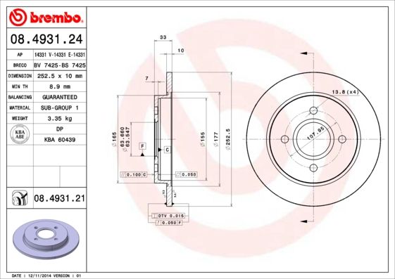 BREMBO 08.4931.24 Brake Disc