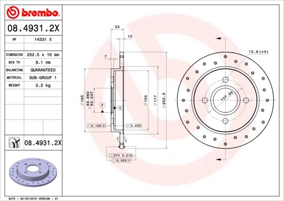 BREMBO 08.4931.2X Brake Disc