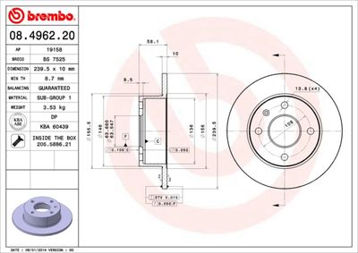 Brake Disc BREMBO 08.4962.20