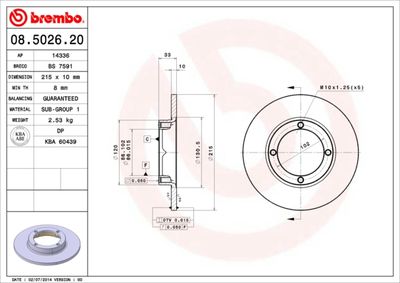Brake Disc BREMBO 08.5026.20