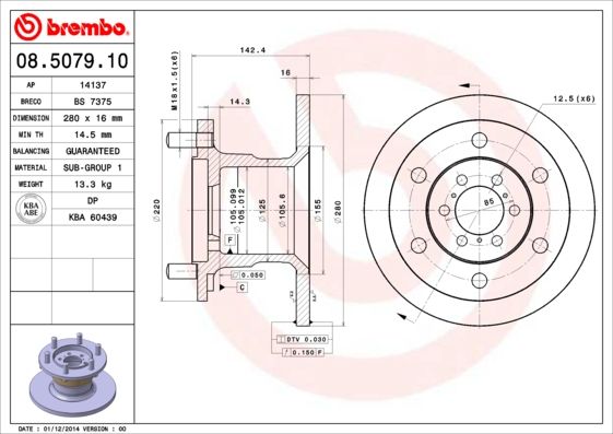 BREMBO 08.5079.10 Brake Disc