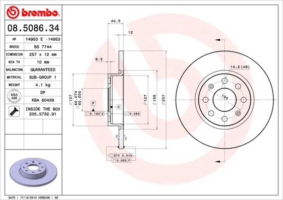 BREMBO 08.5086.34 Brake Disc