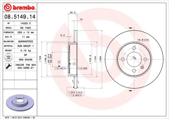 BREMBO 08.5149.14 Brake Disc