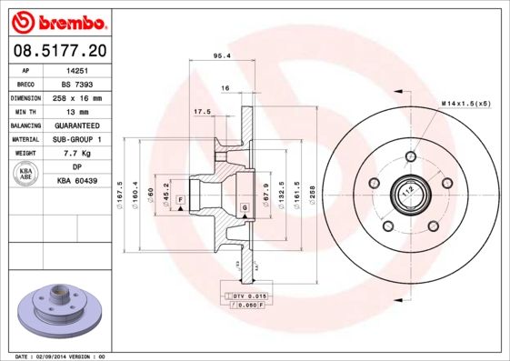 BREMBO 08.5177.20 Brake Disc