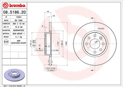 Brake Disc BREMBO 08.5186.20
